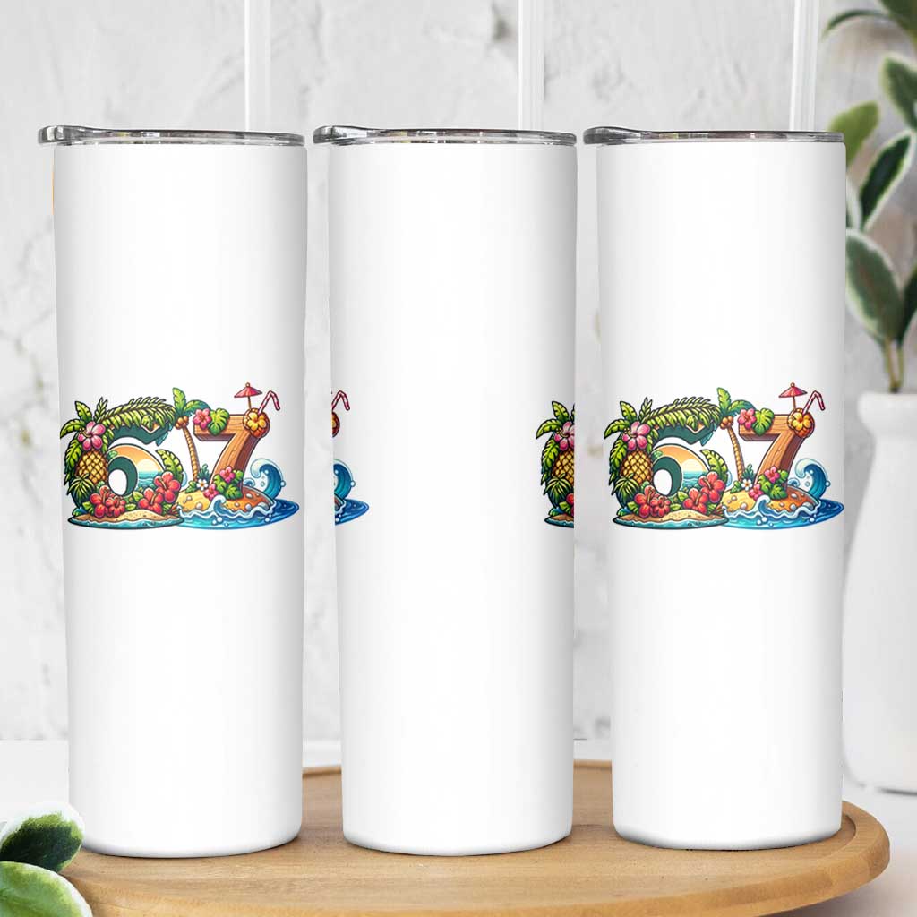 Tropical Beach Six Seven Skinny Tumbler Summer Island Vacation Graphic