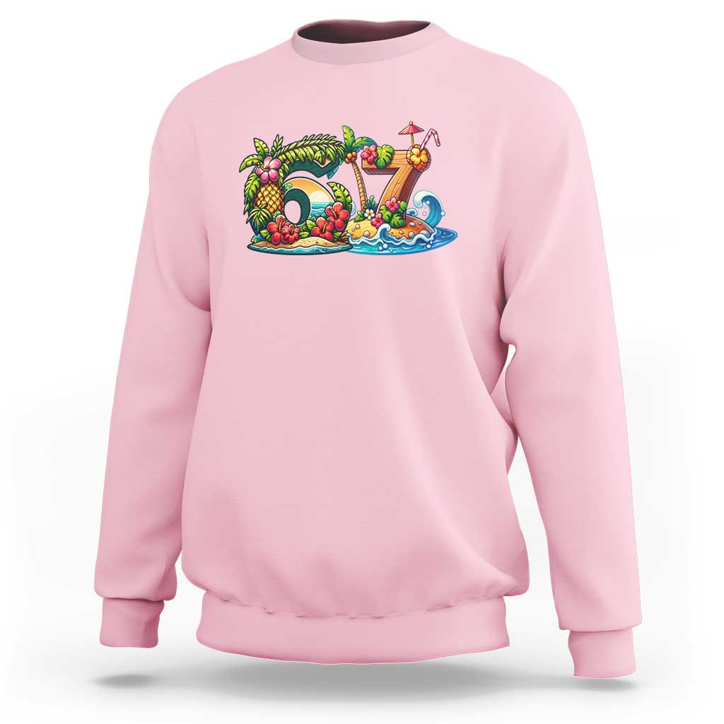 Tropical Beach Six Seven Sweatshirt Summer Island Vacation Graphic