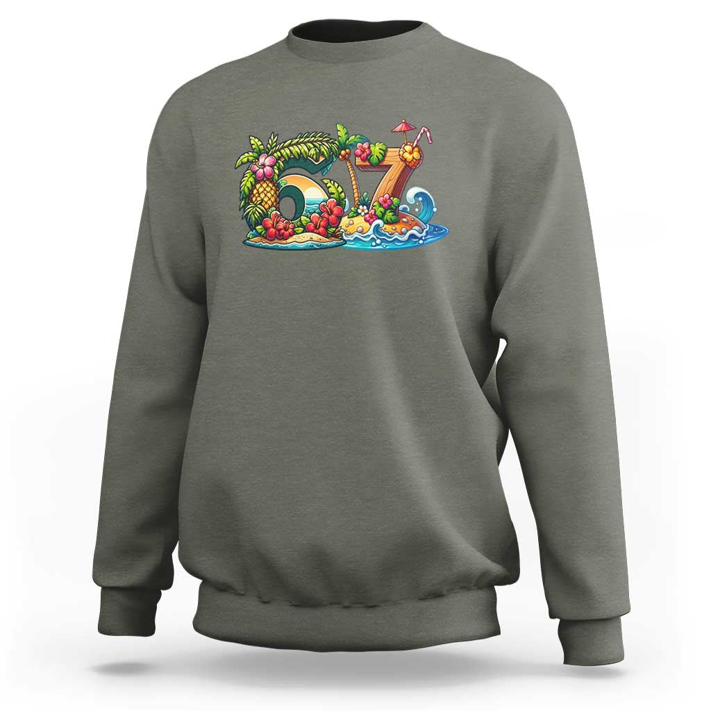 Tropical Beach Six Seven Sweatshirt Summer Island Vacation Graphic