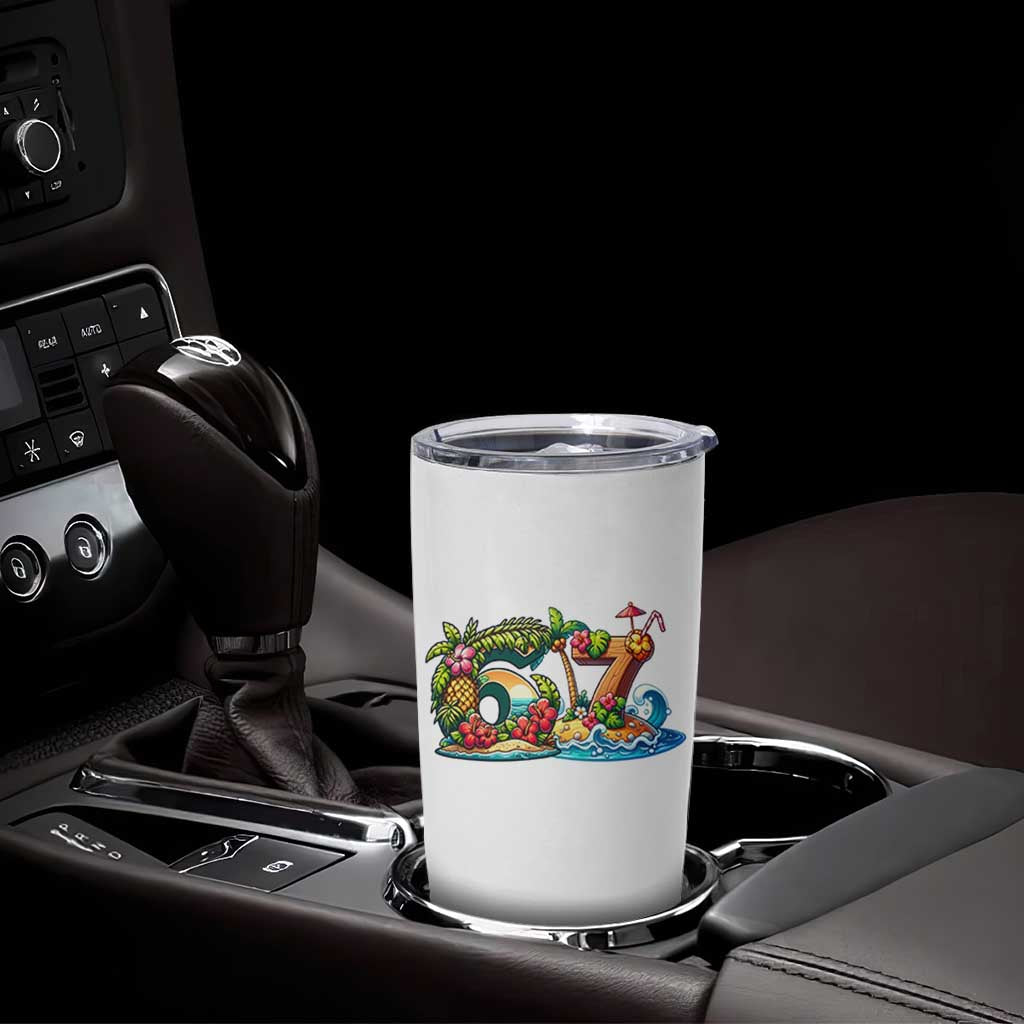Tropical Beach Six Seven Tumbler Cup Summer Island Vacation Graphic