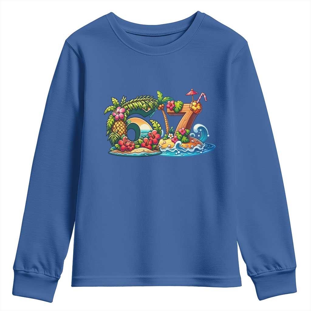 Tropical Beach Six Seven Youth Sweatshirt Summer Island Vacation Graphic