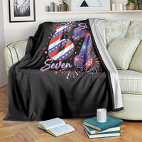 Patriotic Six Seven Throw Blanket Red White And Blue Fireworks Graphic