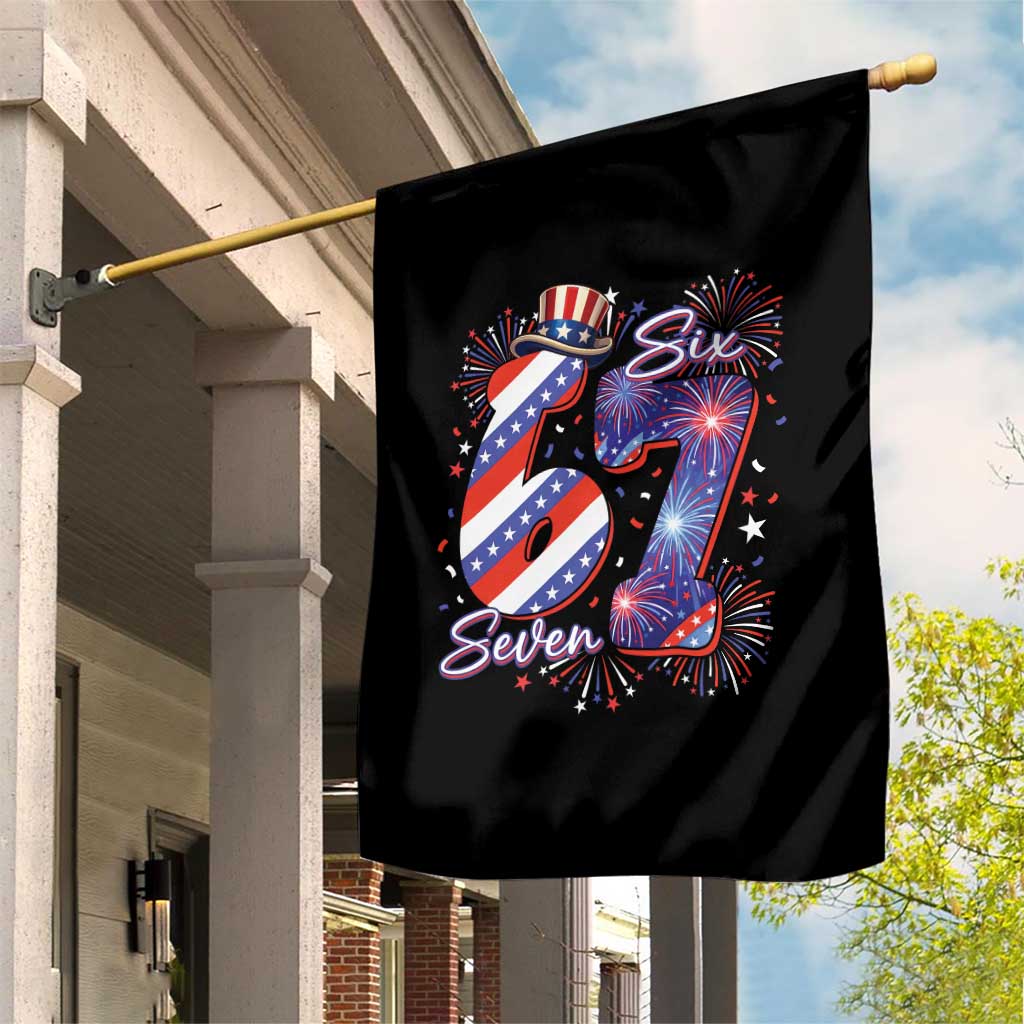 Patriotic Six Seven Garden Flag Red White And Blue Fireworks Graphic