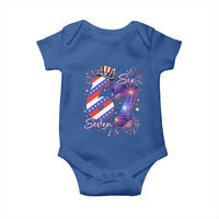 Patriotic Six Seven Baby Onesie Red White And Blue Fireworks Graphic