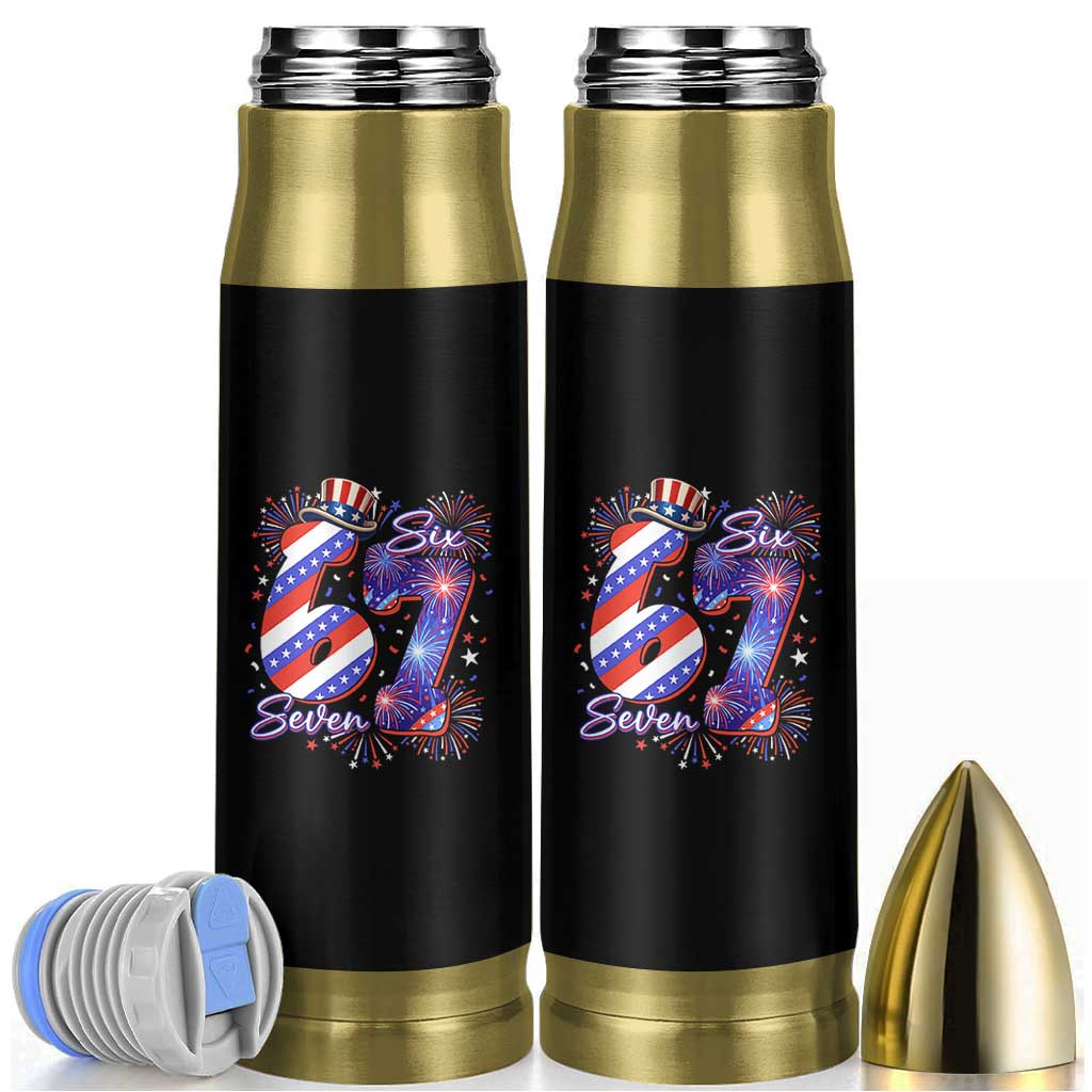 Patriotic Six Seven Bullet Tumbler Red White And Blue Fireworks Graphic