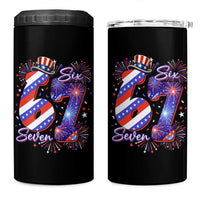 Patriotic Six Seven 4 in 1 Can Cooler Tumbler Red White And Blue Fireworks Graphic