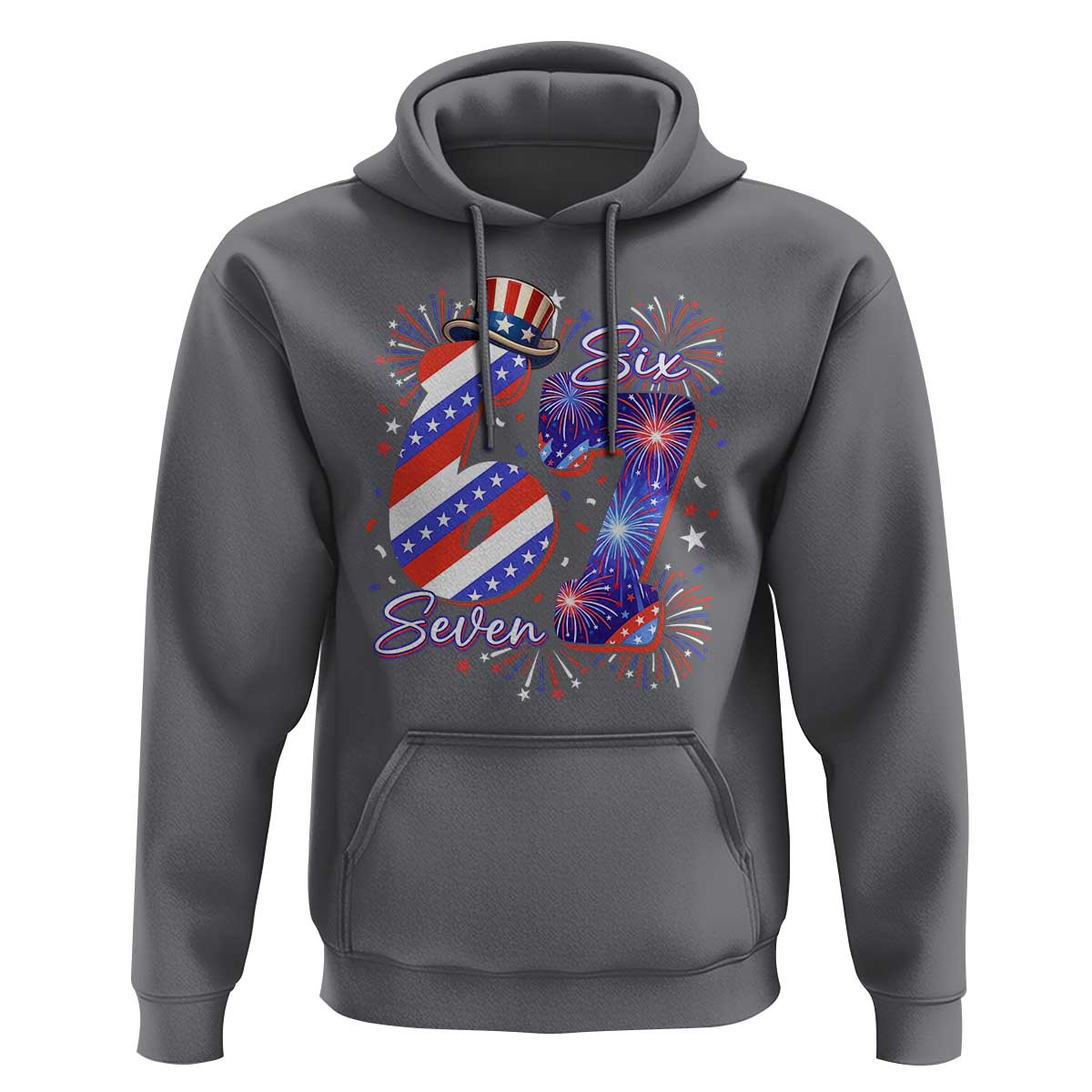 Patriotic Six Seven Hoodie Red White And Blue Fireworks Graphic