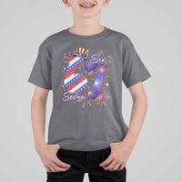 Patriotic Six Seven T Shirt For Kid Red White And Blue Fireworks Graphic