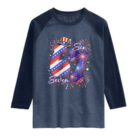 Patriotic Six Seven Raglan Shirt Red White And Blue Fireworks Graphic
