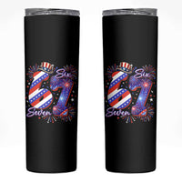 Patriotic Six Seven Skinny Tumbler Red White And Blue Fireworks Graphic