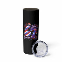 Patriotic Six Seven Skinny Tumbler Red White And Blue Fireworks Graphic