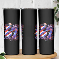 Patriotic Six Seven Skinny Tumbler Red White And Blue Fireworks Graphic