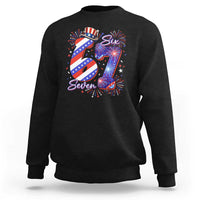 Patriotic Six Seven Sweatshirt Red White And Blue Fireworks Graphic