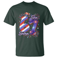 Patriotic Six Seven T Shirt Red White And Blue Fireworks Graphic