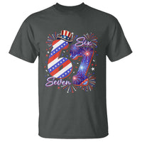 Patriotic Six Seven T Shirt Red White And Blue Fireworks Graphic