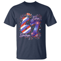 Patriotic Six Seven T Shirt Red White And Blue Fireworks Graphic