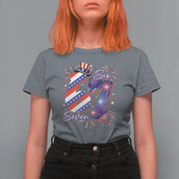 Patriotic Six Seven T Shirt For Women Red White And Blue Fireworks Graphic