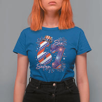 Patriotic Six Seven T Shirt For Women Red White And Blue Fireworks Graphic