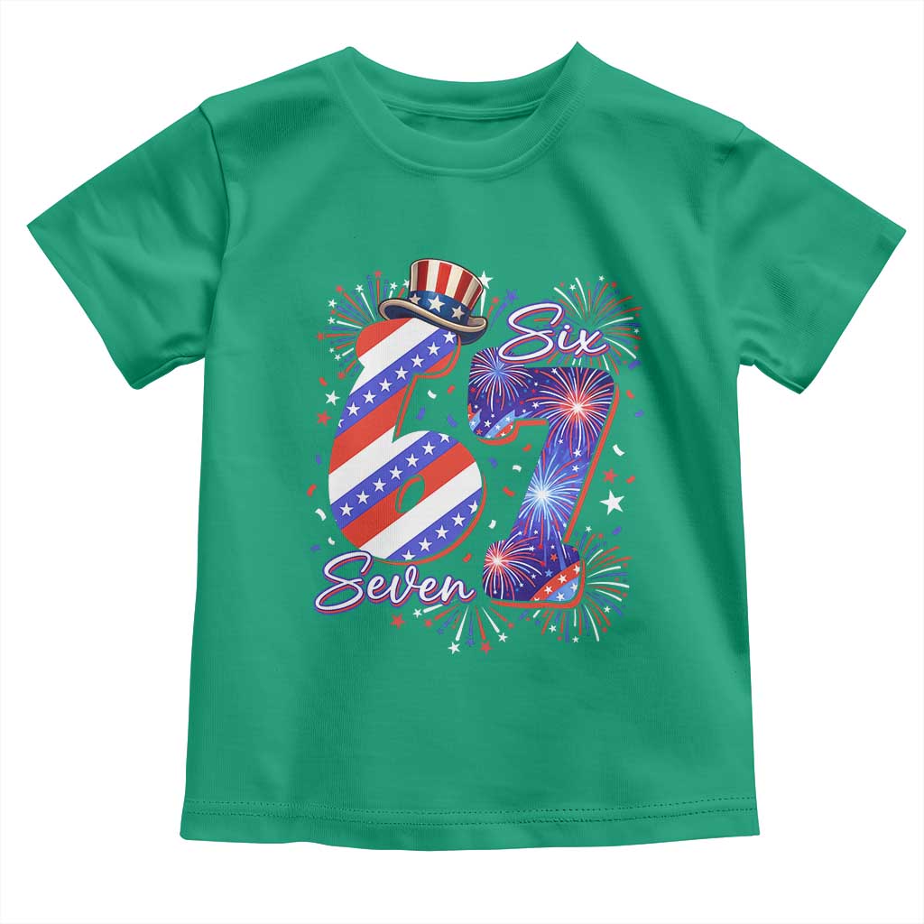 Patriotic Six Seven Toddler T Shirt Red White And Blue Fireworks Graphic