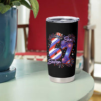 Patriotic Six Seven Tumbler Cup Red White And Blue Fireworks Graphic