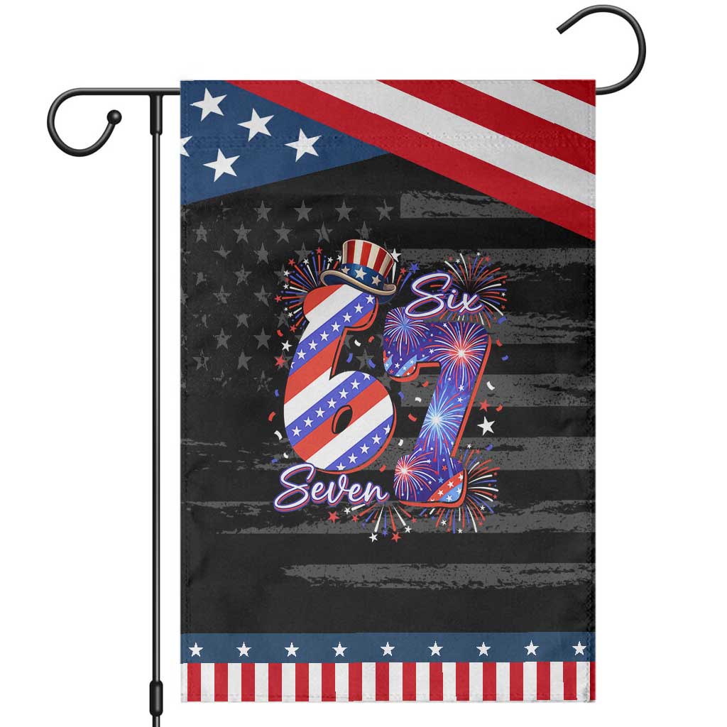 Funny Six Seven Patriotic Garden Flag Red White And Blue Fireworks Graphic