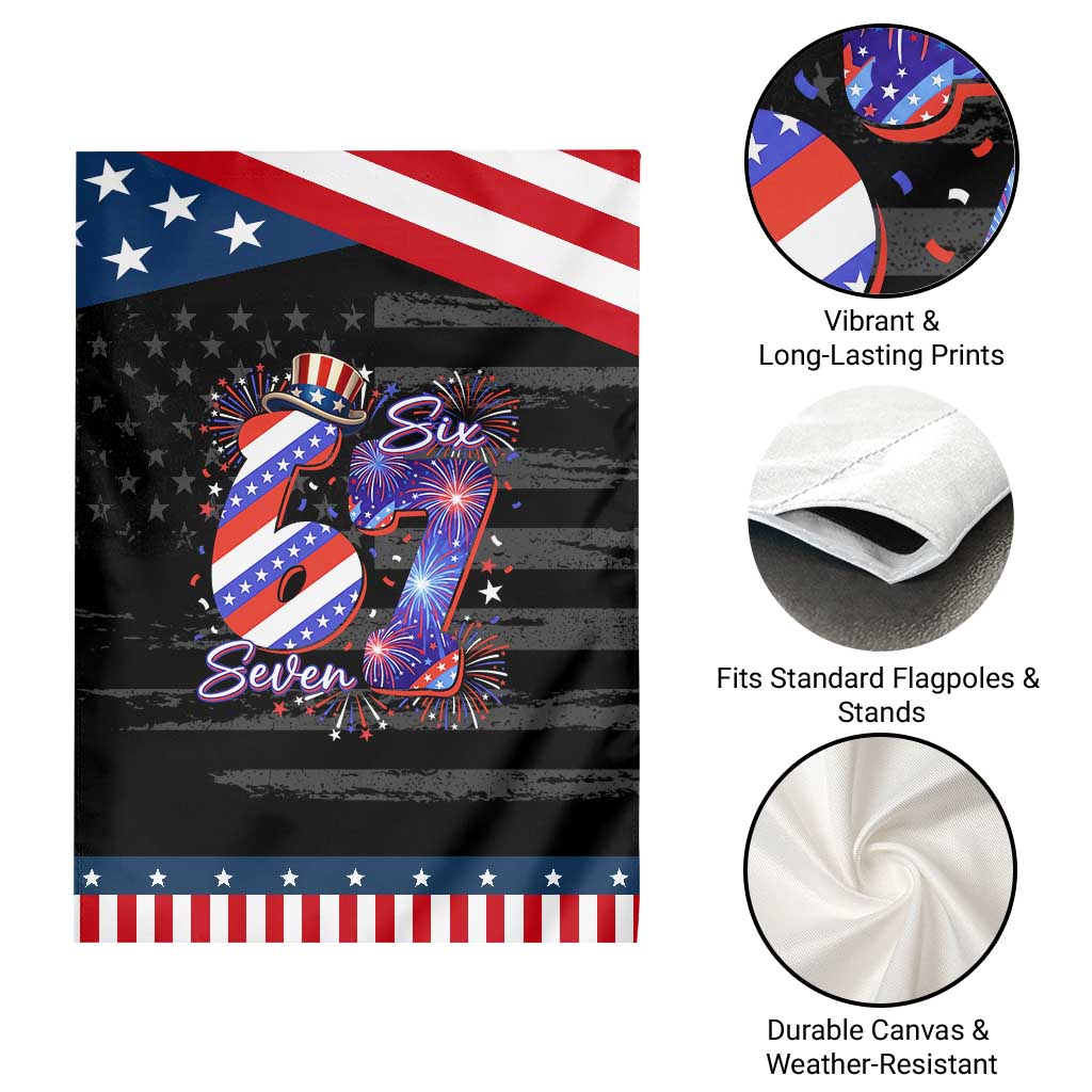 Funny Six Seven Patriotic Garden Flag Red White And Blue Fireworks Graphic