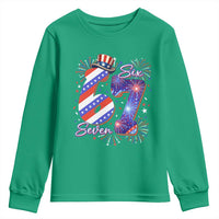 Patriotic Six Seven Youth Sweatshirt Red White And Blue Fireworks Graphic
