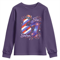 Patriotic Six Seven Youth Sweatshirt Red White And Blue Fireworks Graphic