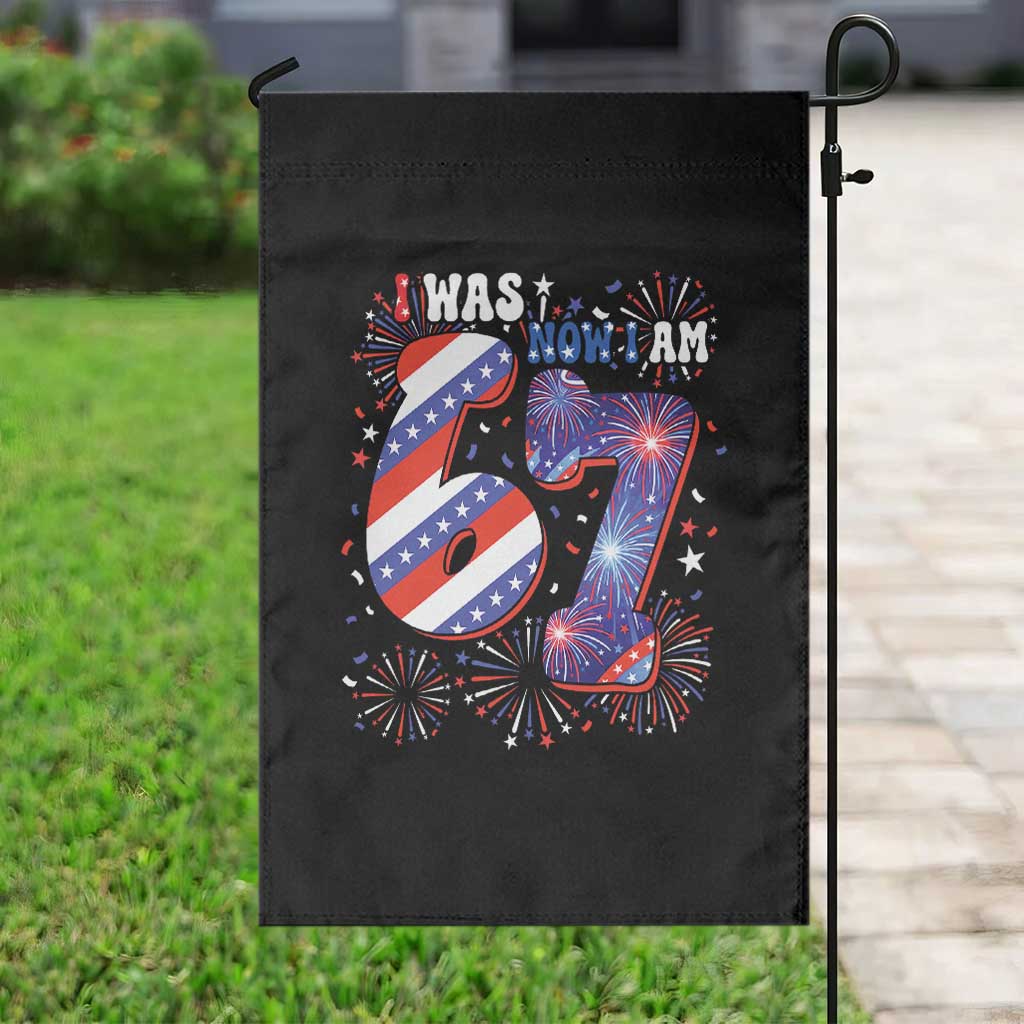 I Was Six Now I Am Seven Garden Flag Patriotic 7th Birthday Gift