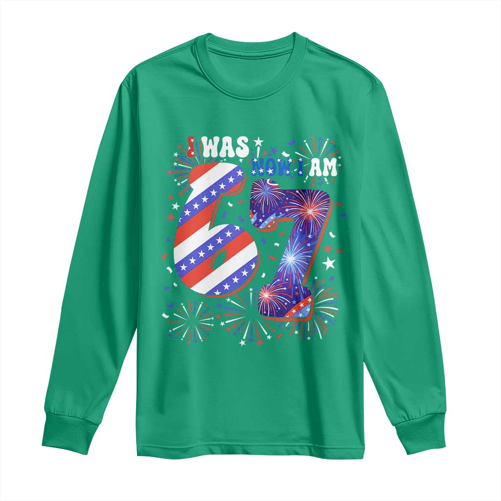 I Was Six Now I Am Seven Long Sleeve Shirt Patriotic 7th Birthday Gift