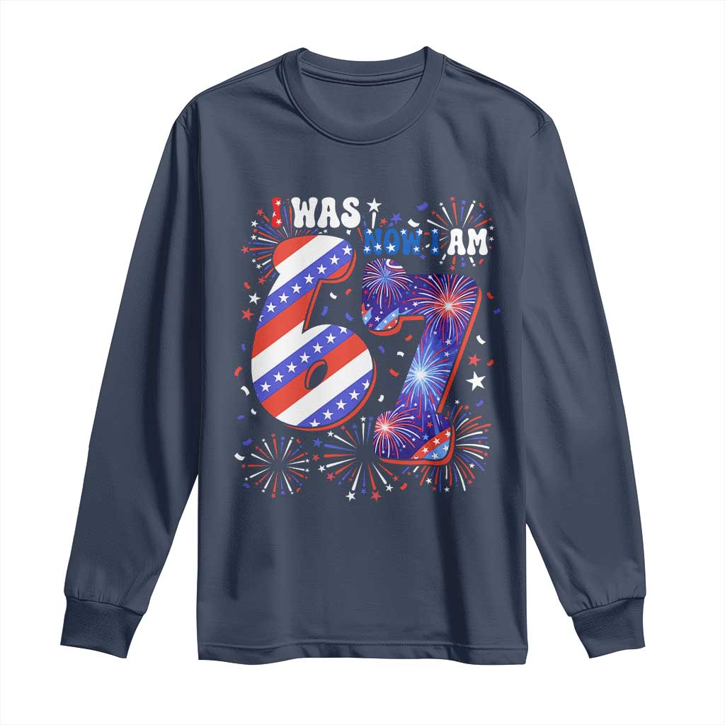 I Was Six Now I Am Seven Long Sleeve Shirt Patriotic 7th Birthday Gift
