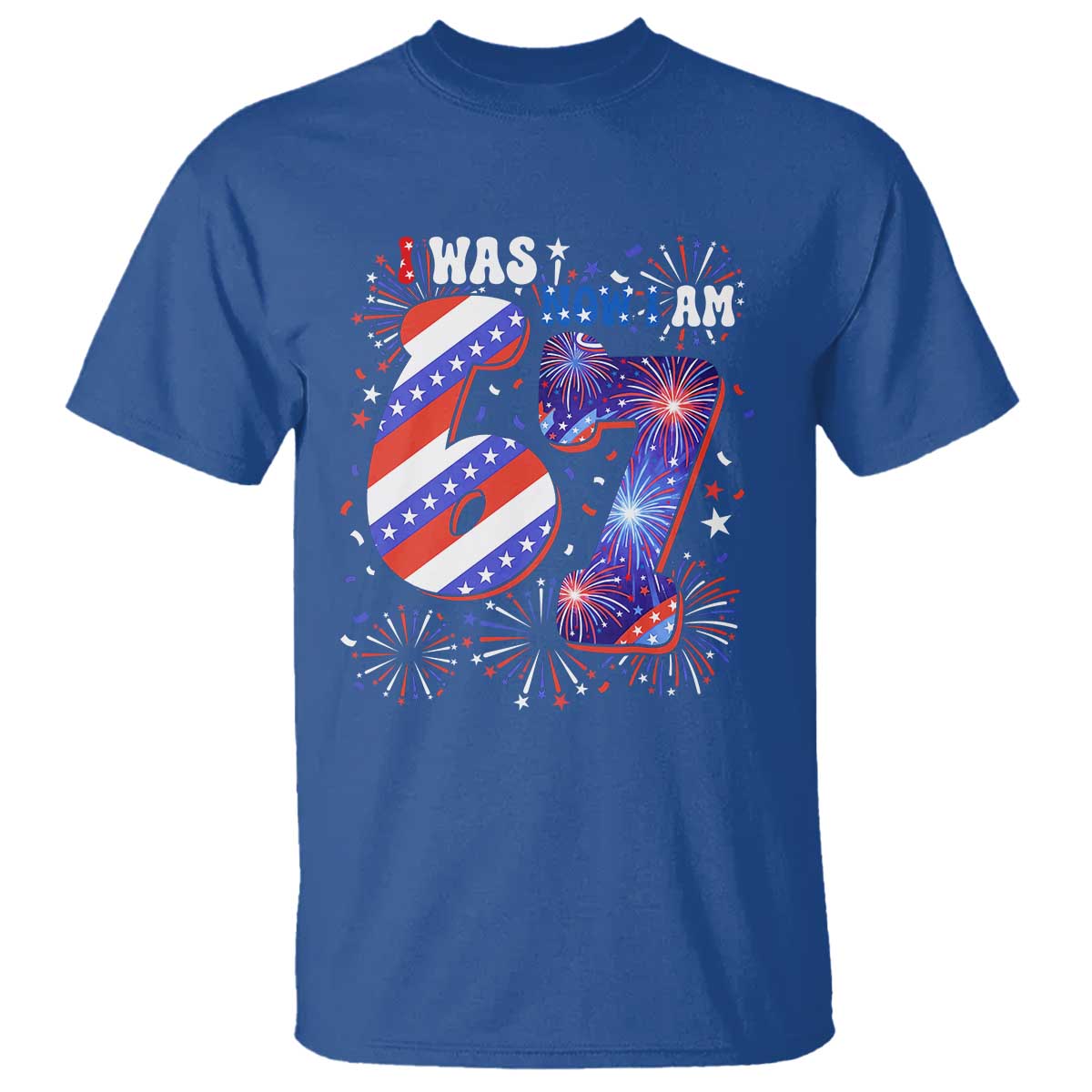 I Was Six Now I Am Seven T Shirt Patriotic 7th Birthday Gift