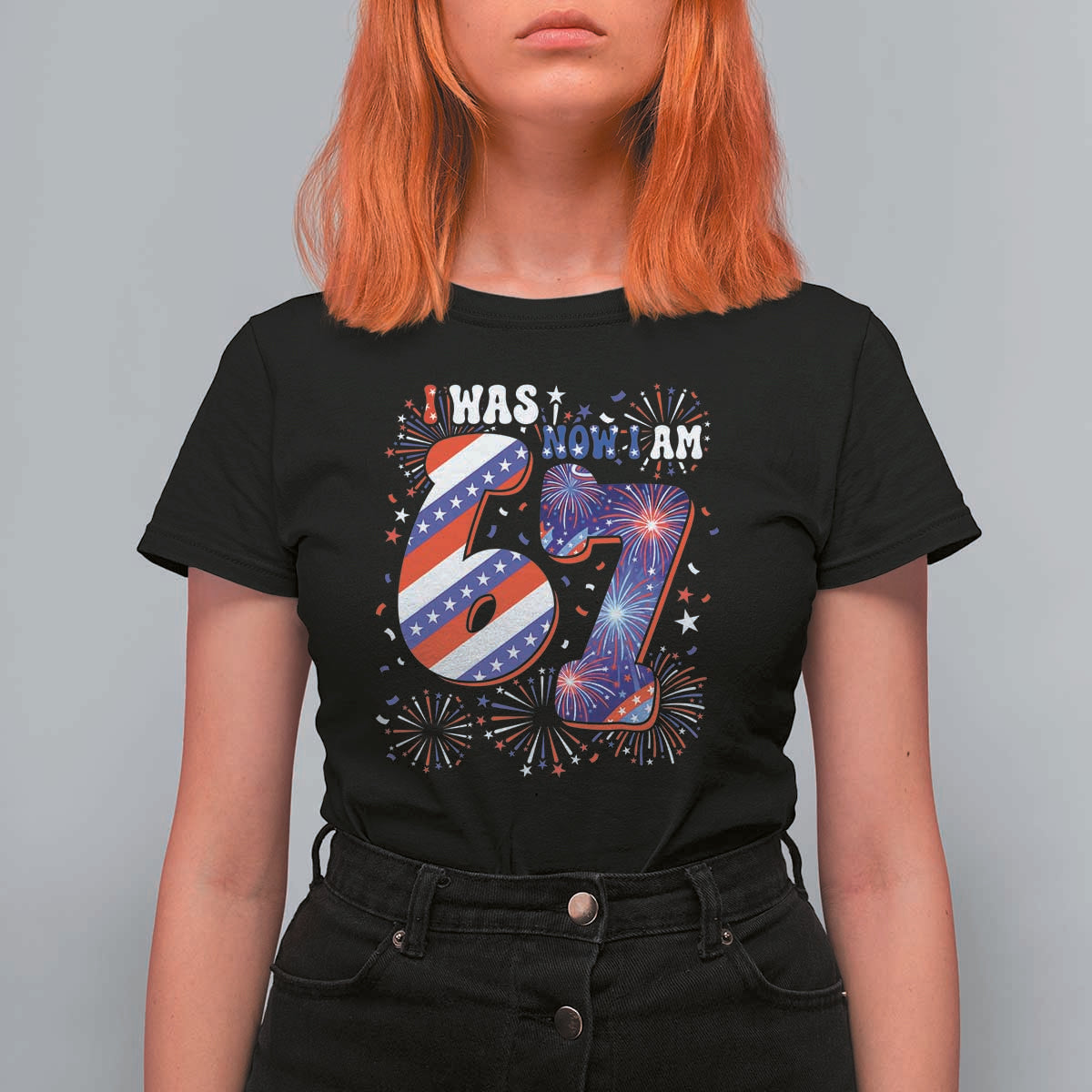 I Was Six Now I Am Seven T Shirt For Women Patriotic 7th Birthday Gift