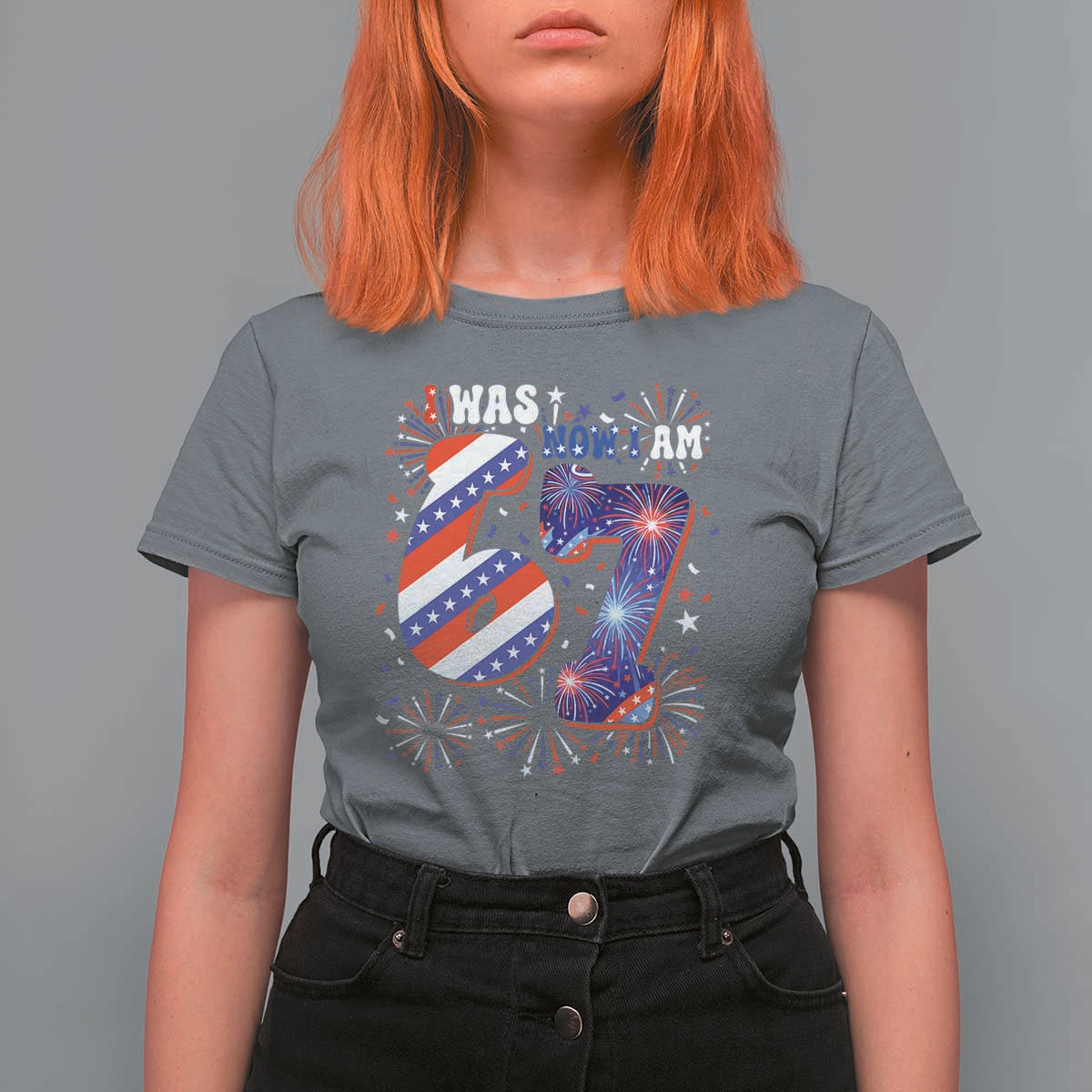 I Was Six Now I Am Seven T Shirt For Women Patriotic 7th Birthday Gift
