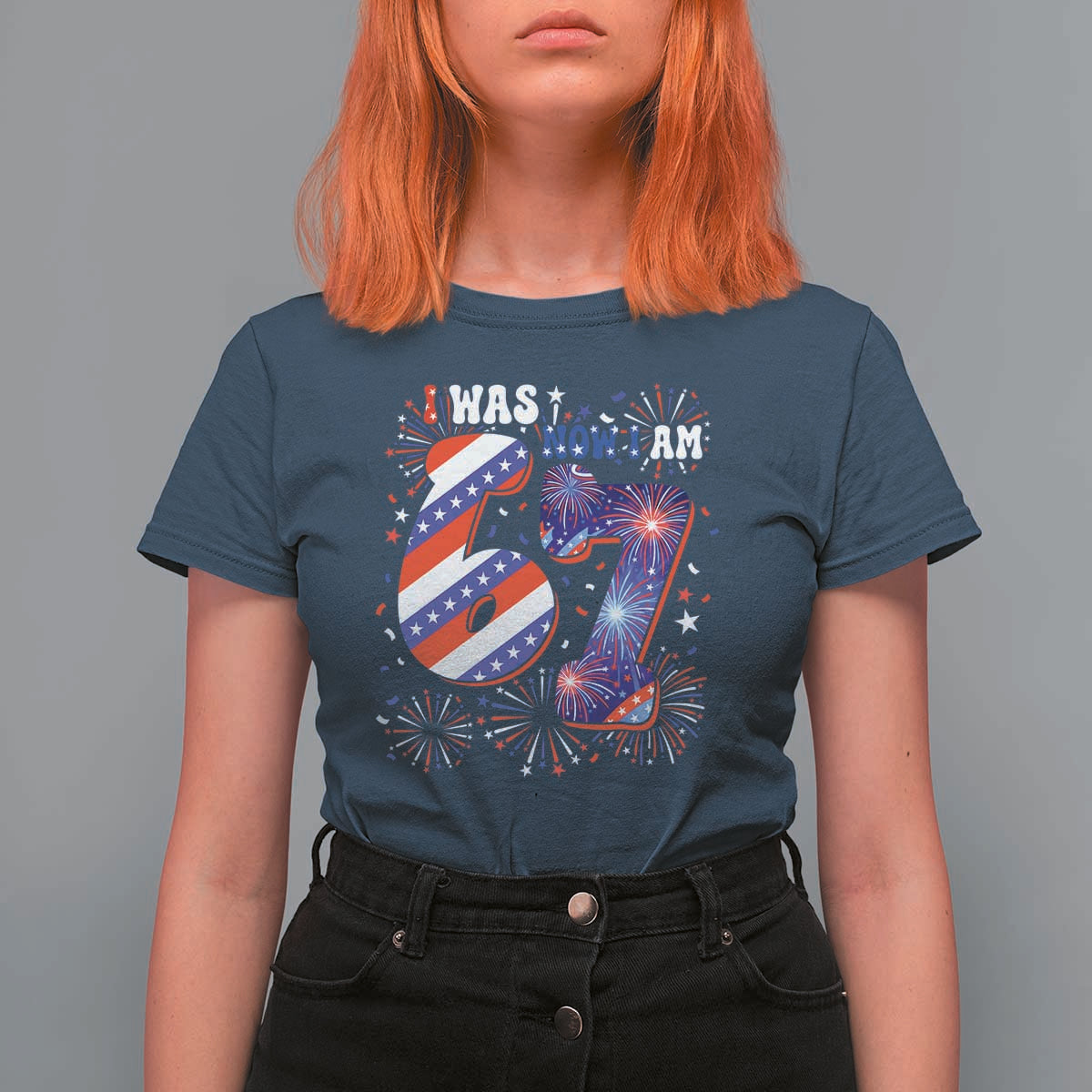 I Was Six Now I Am Seven T Shirt For Women Patriotic 7th Birthday Gift