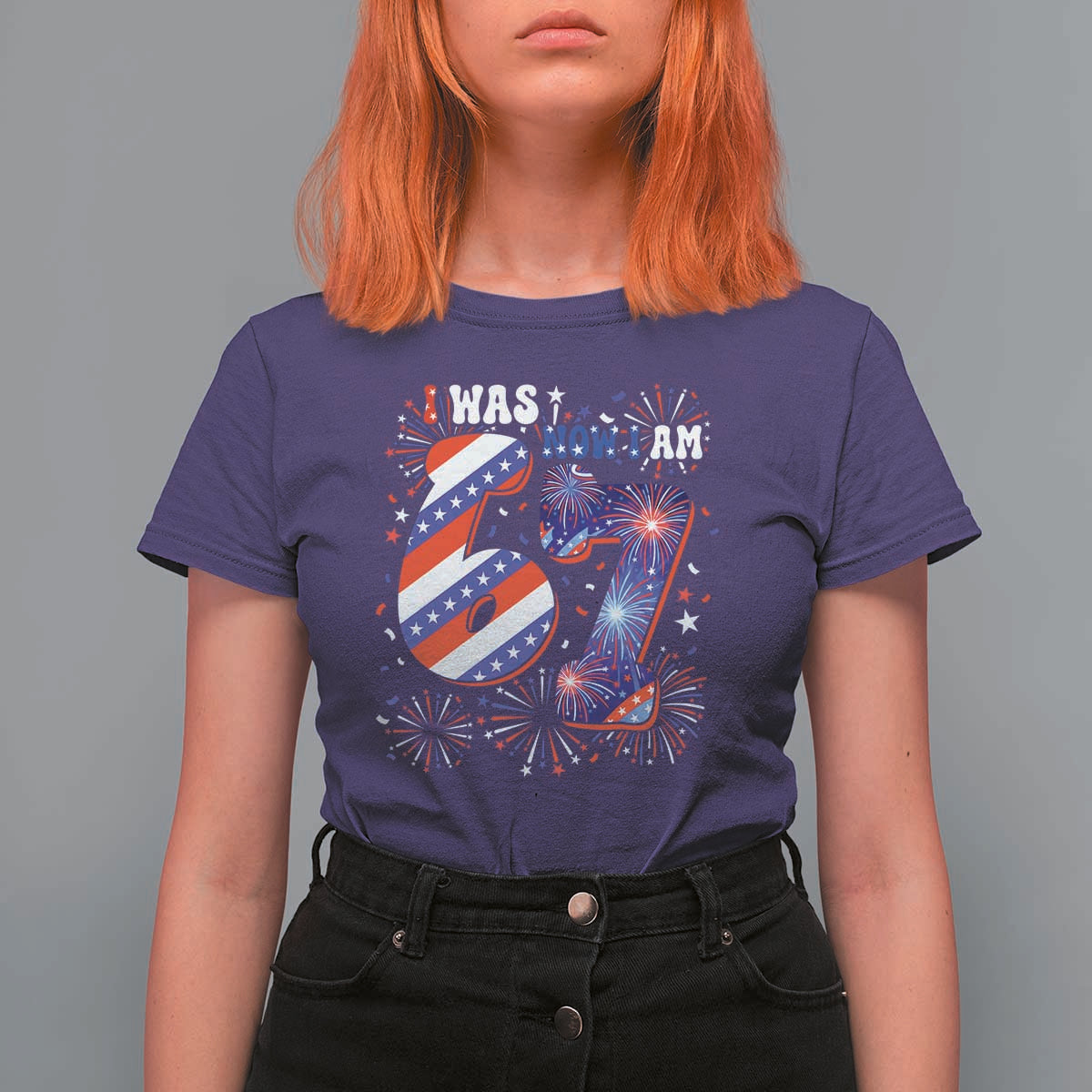 I Was Six Now I Am Seven T Shirt For Women Patriotic 7th Birthday Gift