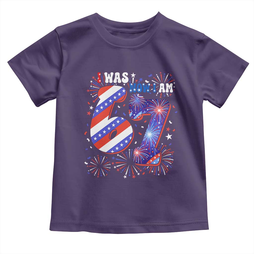 I Was Six Now I Am Seven Toddler T Shirt Patriotic 7th Birthday Gift
