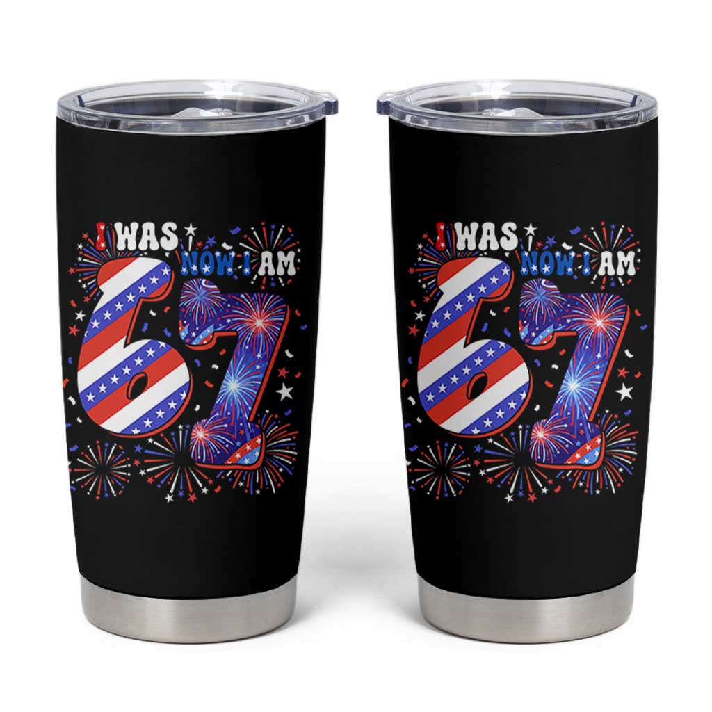 I Was Six Now I Am Seven Tumbler Cup Patriotic 7th Birthday Gift