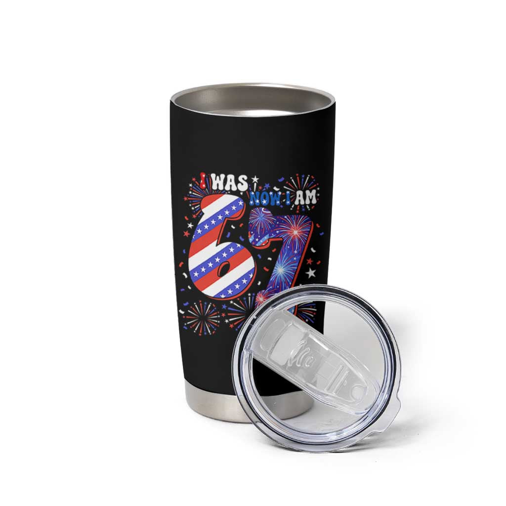 I Was Six Now I Am Seven Tumbler Cup Patriotic 7th Birthday Gift