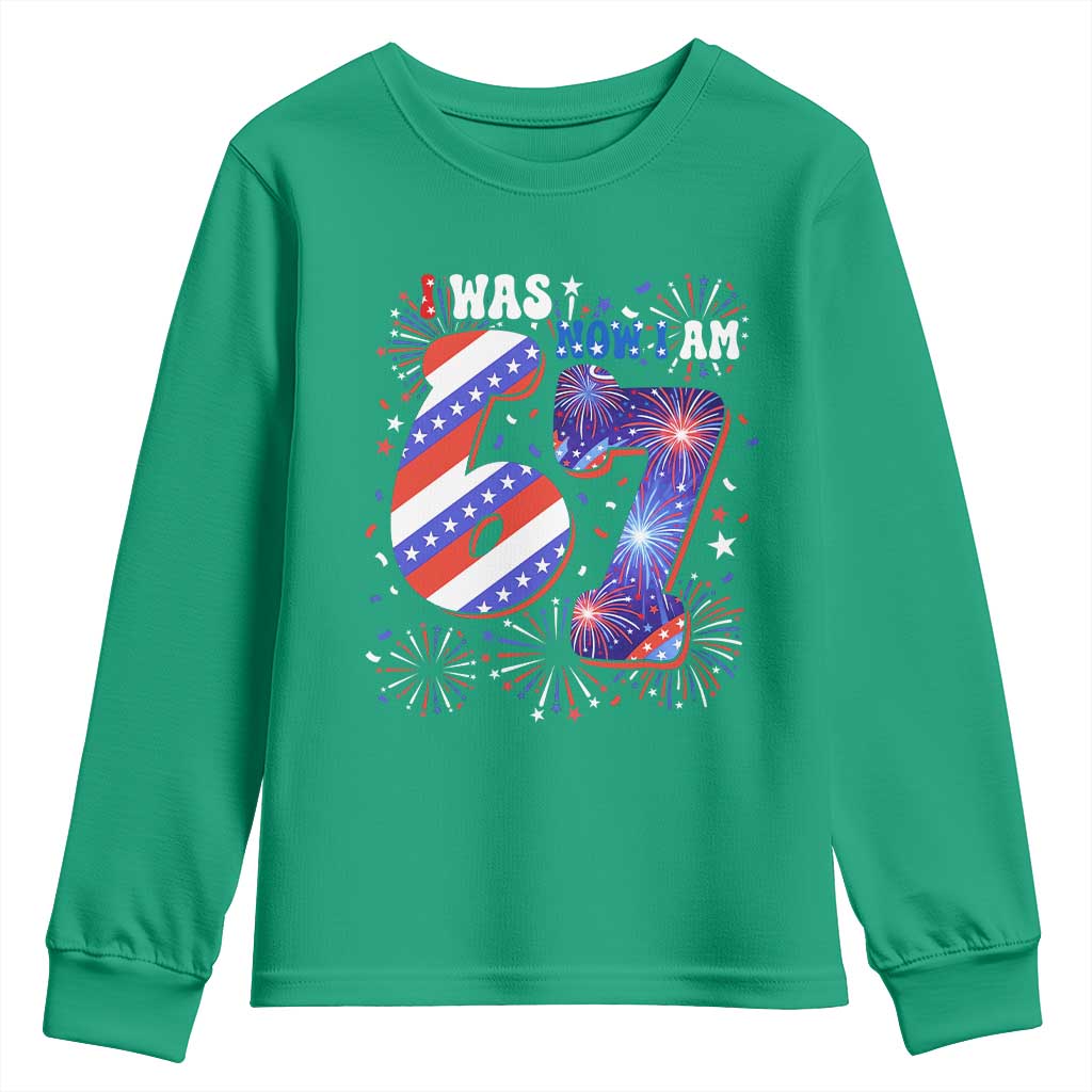 I Was Six Now I Am Seven Youth Sweatshirt Patriotic 7th Birthday Gift