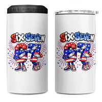 Funny Six Seven Dabbing 4 in 1 Can Cooler Tumbler Patriotic American Pride Gift