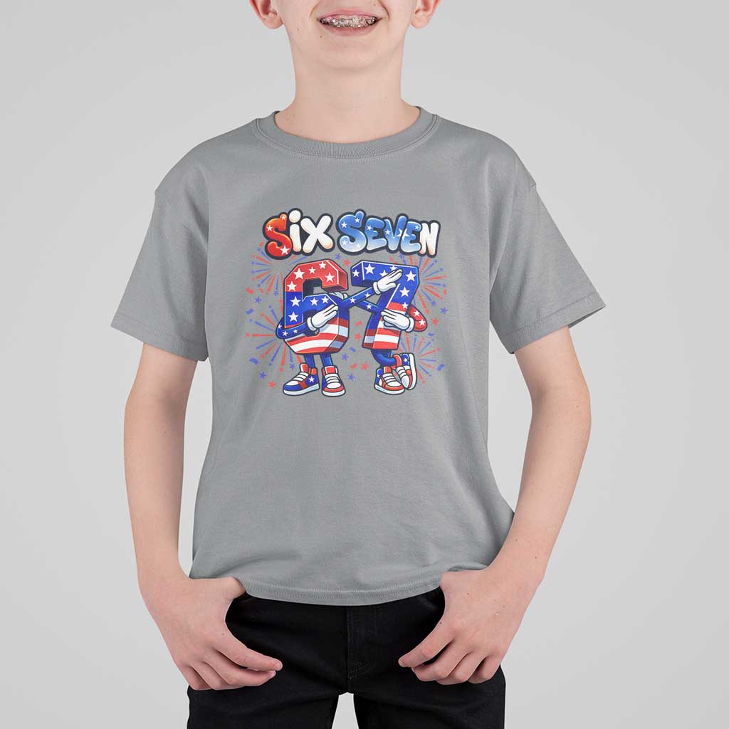 Funny Six Seven Dabbing T Shirt For Kid Patriotic American Pride Gift