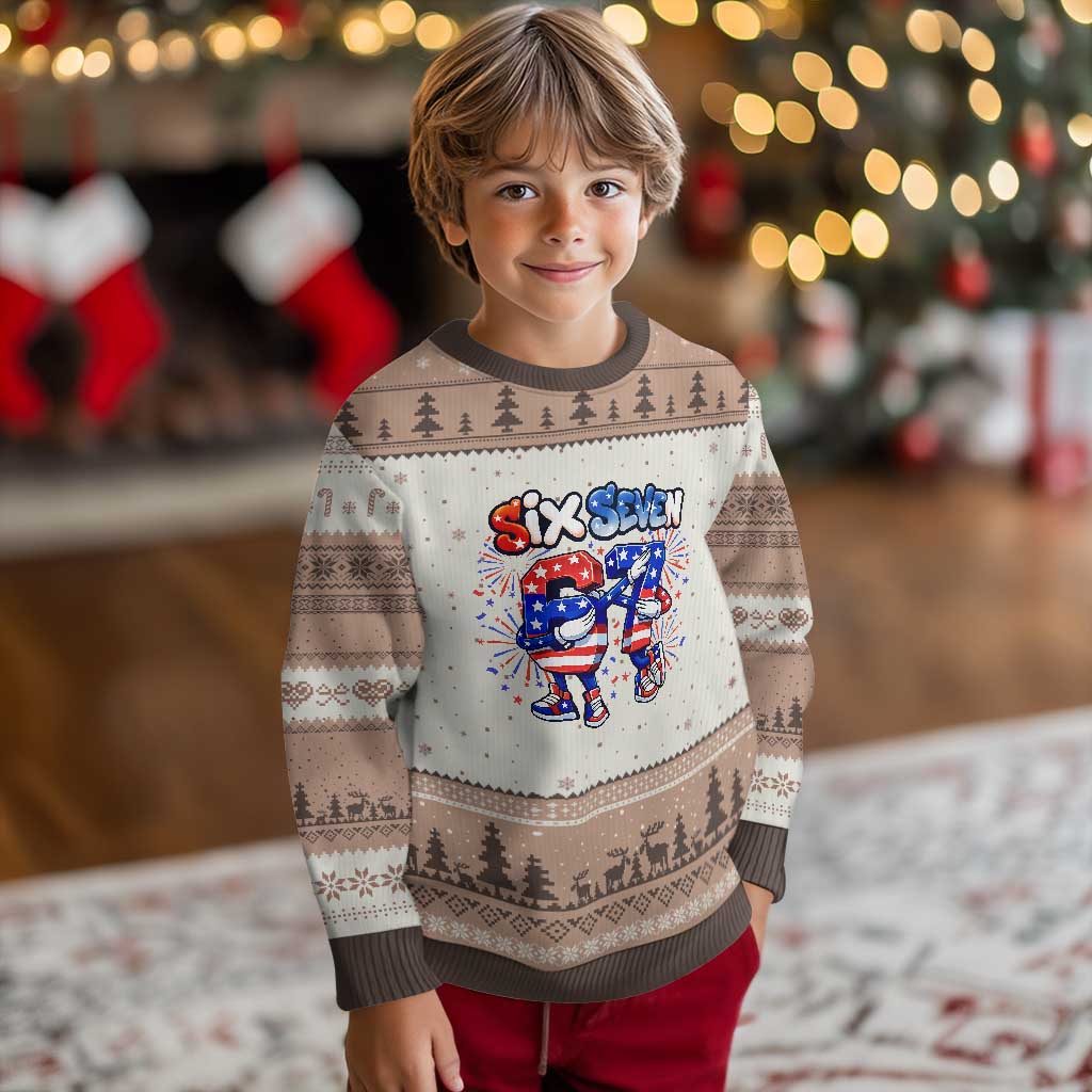 Funny Six Seven Dabbing Ugly Christmas Sweater Patriotic American Pride Gift