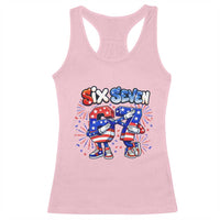 Funny Six Seven Dabbing Racerback Tank Top Patriotic American Pride Gift