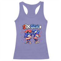 Funny Six Seven Dabbing Racerback Tank Top Patriotic American Pride Gift