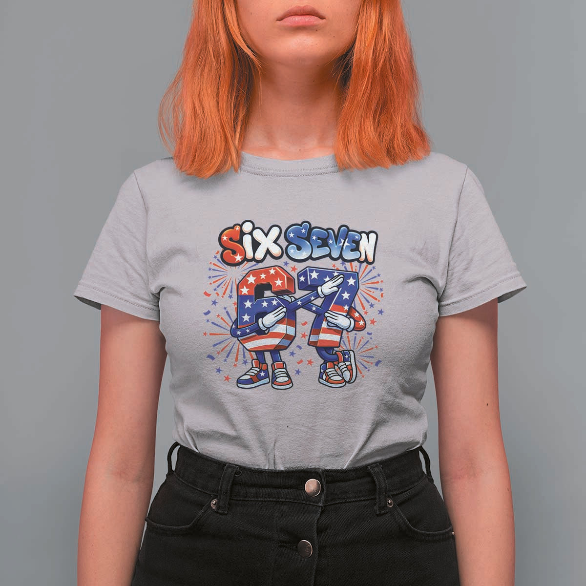 Funny Six Seven Dabbing T Shirt For Women Patriotic American Pride Gift
