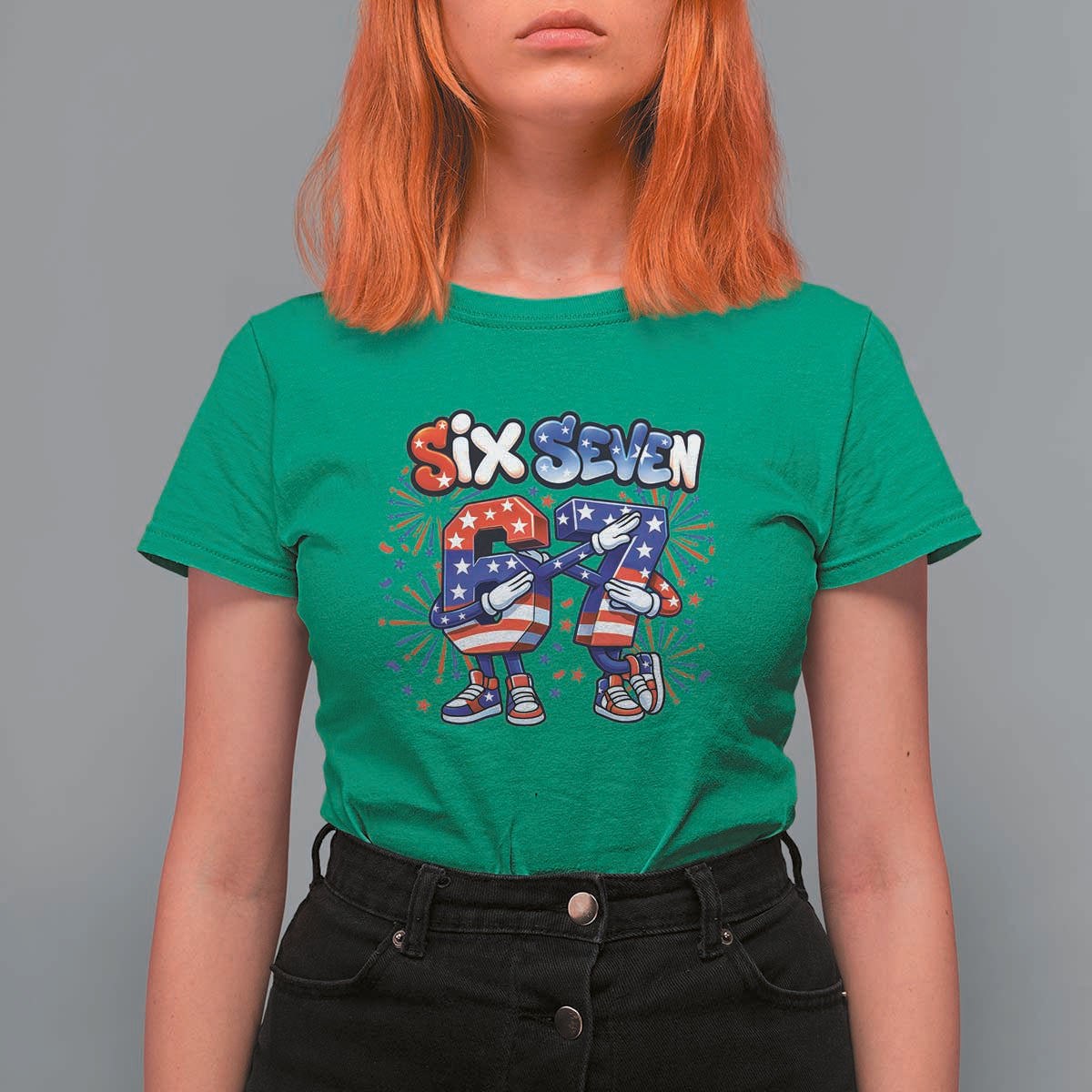 Funny Six Seven Dabbing T Shirt For Women Patriotic American Pride Gift