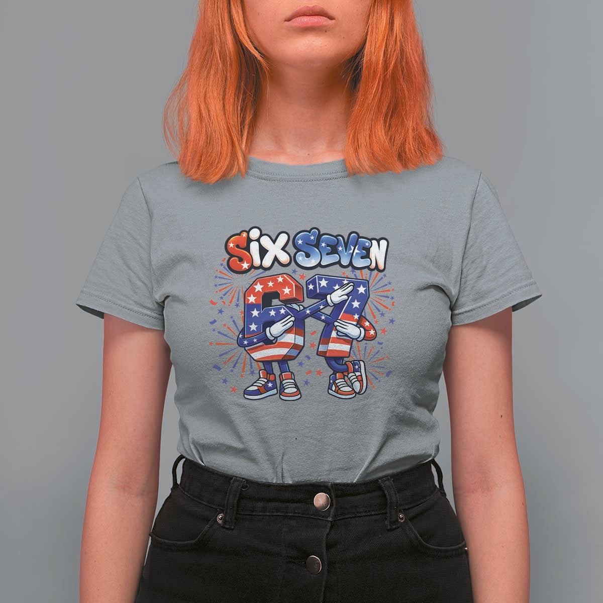Funny Six Seven Dabbing T Shirt For Women Patriotic American Pride Gift