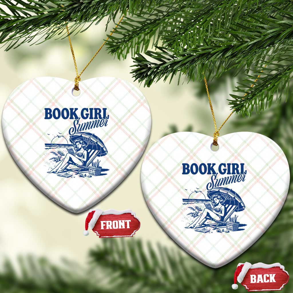Book Girl Summer Ceramic Ornament Funny Beach Book Lover Gift