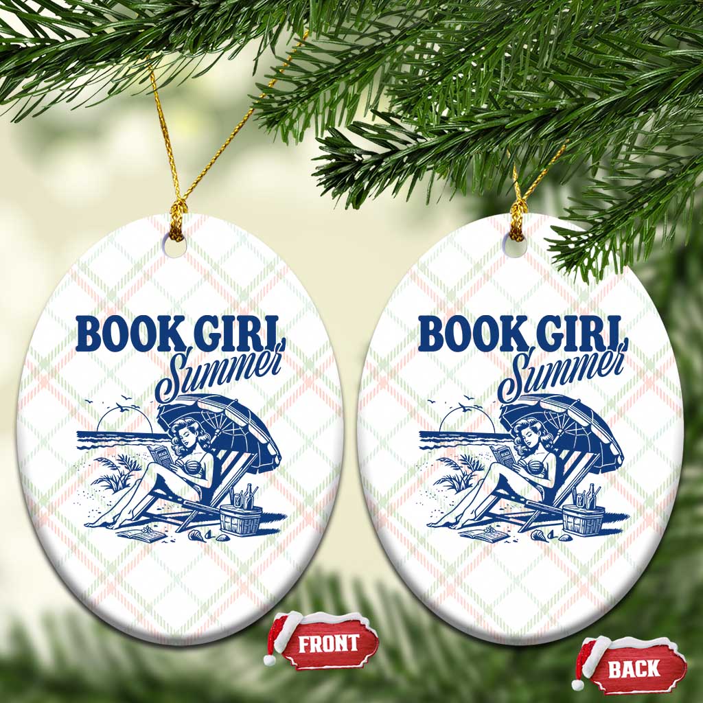 Book Girl Summer Ceramic Ornament Funny Beach Book Lover Gift